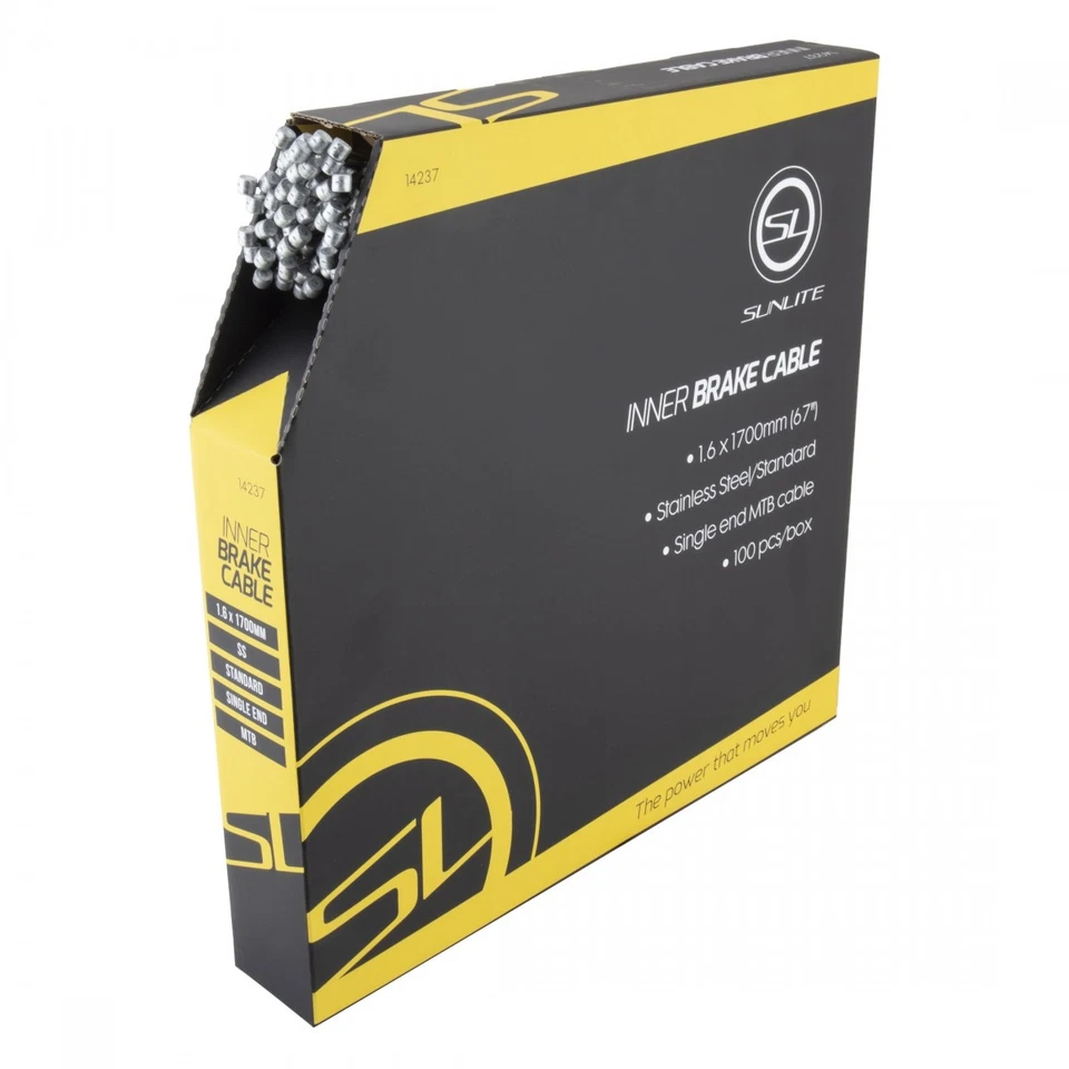 Sunlite MTB Brake Cables 1700mm 1.6mm Silver - Durable Steel Construction, - Image 1 of 1