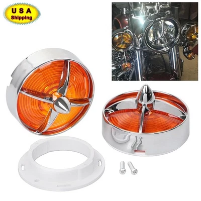 3 1/4'' Turn Signal Light Lens Cover Bezels Trim Fit For Harley Road Glide King - Изображение 1 из 4