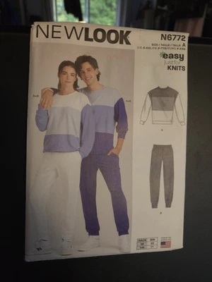 New Look Pattern N6772 Unisex Activewear Sweatshirt Top Jogger Pants S-XXL Uncut - Image 1 of 3