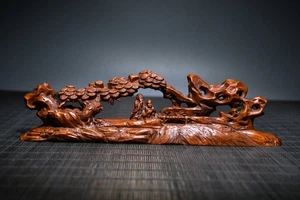 Supporto cinese legno intagliato pennello poggia scultura letterati studioso pino scrivania albero - Foto 1 di 9