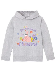 SpongeBob SquarePants Grey Stop And Smell The Flowers Hoodie Girls - Picture 1 of 45