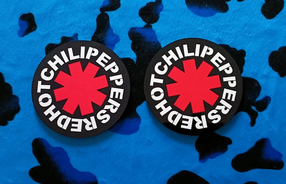 RED HOT CHILI PEPPERS - ASTERISK -  PAIR OF PRINTED ROUND COASTERS - Image 1 of 2