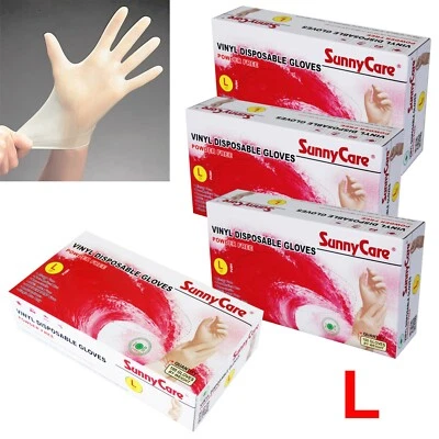 400pcs SunnyCare Powder Free Vinyl Gloves Food Service (Latex Nitrile Free) 🔥 L - Image 1 of 4