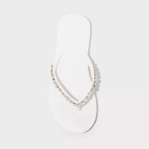 Infradito donna Shade & Shore Mary bianco con strass taglia 10 NUOVO - Foto 1 di 6