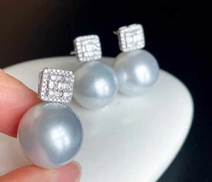 Collection Aurora 17-15mm  Australian south sea pearl set G18K Diamond - Foto 1 di 6