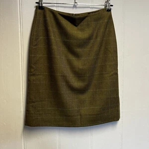 Really Wild Tweed Skirt Size 8 Green Straight Pencil Lined 100% Wool Country - Picture 1 of 12