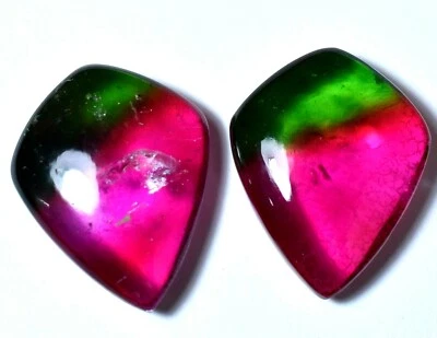 65.25 Ct Pair Of Watermelon Tourmaline Gemstone Certified Jewelry Use Doublet - Image 1 of 4