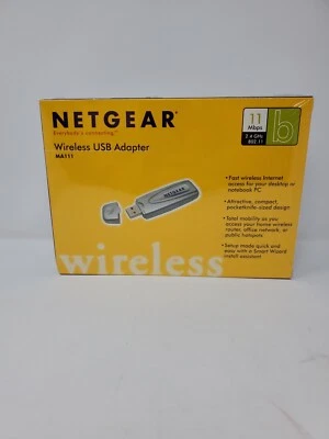Netgear Wireless PC USB Adapter MA111 v2 802.11b 11Mbps 2.4GHz WiFi - New - Image 1 of 4