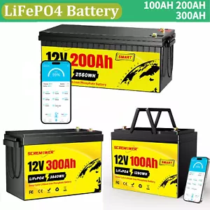 12V 100Ah 200Ah 300Ah LiFePO4 Bluetooth Lithium Batterie BMS Akku Wohnmobil Boot - Bild 1 von 66