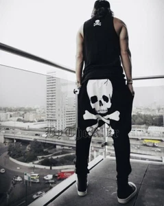 Men's Skull Harem Baggy Pants, Casual Pants, Jogger halloween - White Skull - Picture 1 of 1