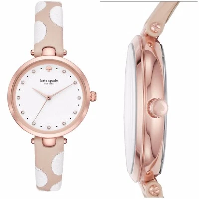 Nuevo con etiquetas Reloj Kate Spade New York Mujer Holanda Punto Blanco Correa Cuero KSW1450 $195 Foto 1 de 4
