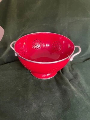 Vintage Red Enamel Colander - Image 1 of 4