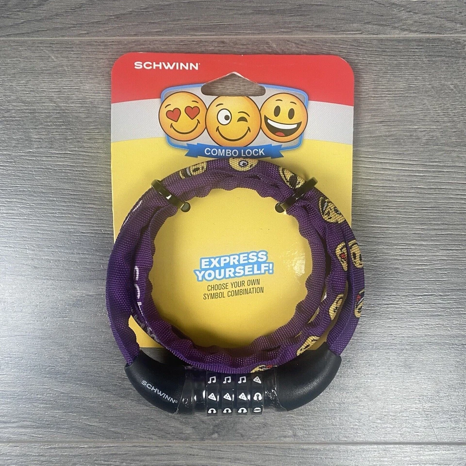 Schwinn Purple Emoji Bike Combo Lock Symbol Combination Steel Fabric Cover 6mm