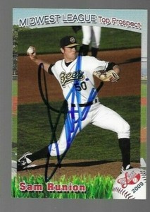 2009 Burlington Bees SAM RUNION Signed Card autograph ROYALS RC