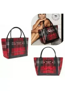 Bolso de Mano VICTORIA'S SECRET Rojo Negro y Blanco a Cuadros Bolso de Fin de Semana Talla: Gran Tamaño Nuevo con Etiquetas - Imagen 1 de 6