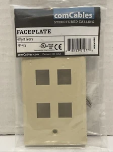 New*comCables 4-Port Wall Faceplate*RJ45*Keystone Jack*Ethernet*Ivory - Afbeelding 1 van 1