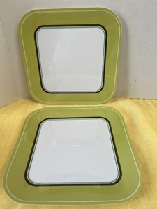 "Platos Cuadrados Vintage Melamina 10-1/2"" Aguacate Verde Blanco Retro Cantidad 2" - Imagen 1 de 5