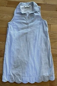 Vineyard Vines Women Dress 2 Blue Pinstriped Dress Scalloped Collar Sleeveless - Picture 1 of 6