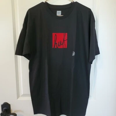 NUEVO SIN ETIQUETAS HUF SF caja logo escritura cursiva rojo terciopelo negro flocado talla L Supreme Foto 1 de 4