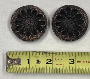 (2) Vintage Celluloid Bronze Brwon 1 3/4" Starburst Sunbusrt Buttons  - Picture 1 of 5