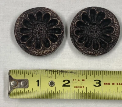 (2) Vintage Celluloid Bronze Brwon 1 3/4" Starburst Sunbusrt Buttons  - Image 1 of 4