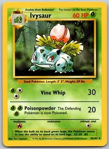 Ivysaur 30/102 Uncommon Base Set 1999 WOTC Pokemon Karte - Bild 1 von 2