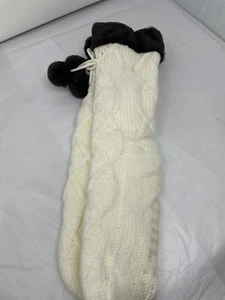 Nuevo FRYE Zapatillas Cabina Calcetines Marfil Suéter Cable Tejido Marrón Piel Sintética Sherpa 5-10 - Imagen 1 de 13