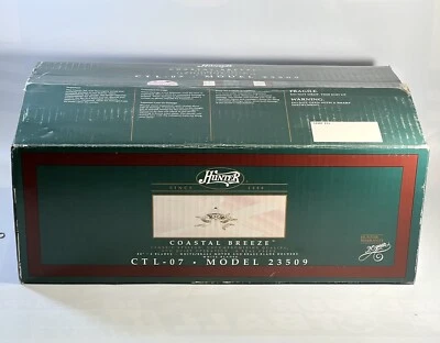 Hunter Coastal Breeze 44" 4 White Blade Brass Motor & Holders Ceiling Fan CTL-07 - Image 1 of 4