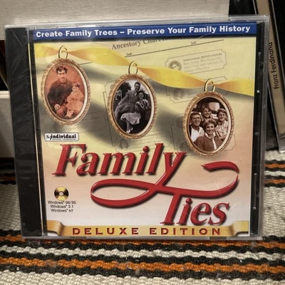 Family Ties PC Windows 98/95 Deluxe Edition Tree Genealogy Program Software - Image 1 of 3