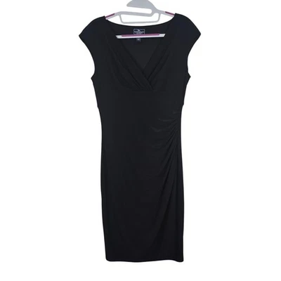 Women's American Living Dress Black V-Neck Sleeveless Sheath Dress | Size 10 - Image 1 of 4