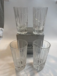 Mikasa Uptown Doppio Old Fashioned Taglio Cristallo Highball Vetro Germania Lotto di 4 - Foto 1 di 12