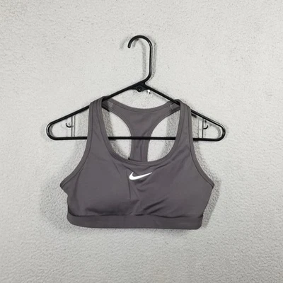 Nike Sports Bra Small Gray Racerback Logo Womens Athletic Gym Running Yoga Top - Image 1 of 4