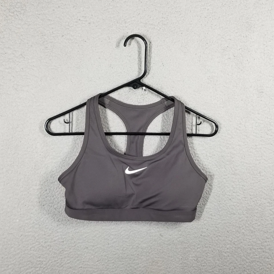 Sujetador deportivo Nike pequeño gris con logotipo de espalda deportiva para mujer gimnasio correr yoga top Foto 1 de 4
