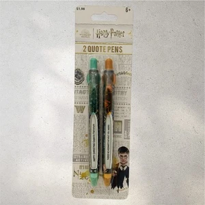 Harry Potter Two Quote Pens Set Green & Orange Christmas Hogwarts Journaling NEW - Picture 1 of 11