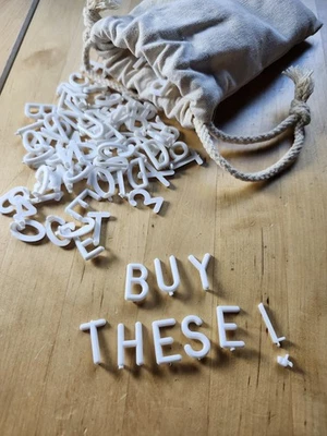 Message Board Letters 1" Tall White Assorted Numbers, Letters & Punctuatuion - Image 1 of 4