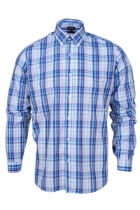 Men full sleeve shirt checked button up cotton adjustable cuffs Fused collar - Picture 1 of 2