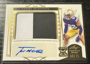 2022 Leaf Trinity Football Player Worn Patch Gold Foil Auto 66/75 Trent McDuffie - Picture 1 of 3
