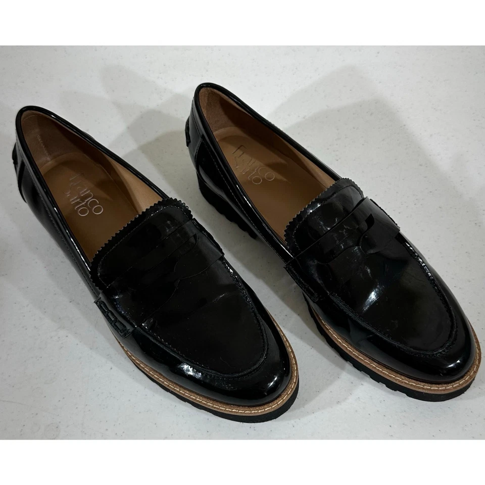 Mocasines Franco Sarto Penny para mujer charol negro imitación cuero talla 7,5 Foto 1 de 4