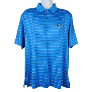 Monterey Club Polo Shirt Mens L Blue Polyester Striped Duston Country Club Golf - Picture 1 of 12
