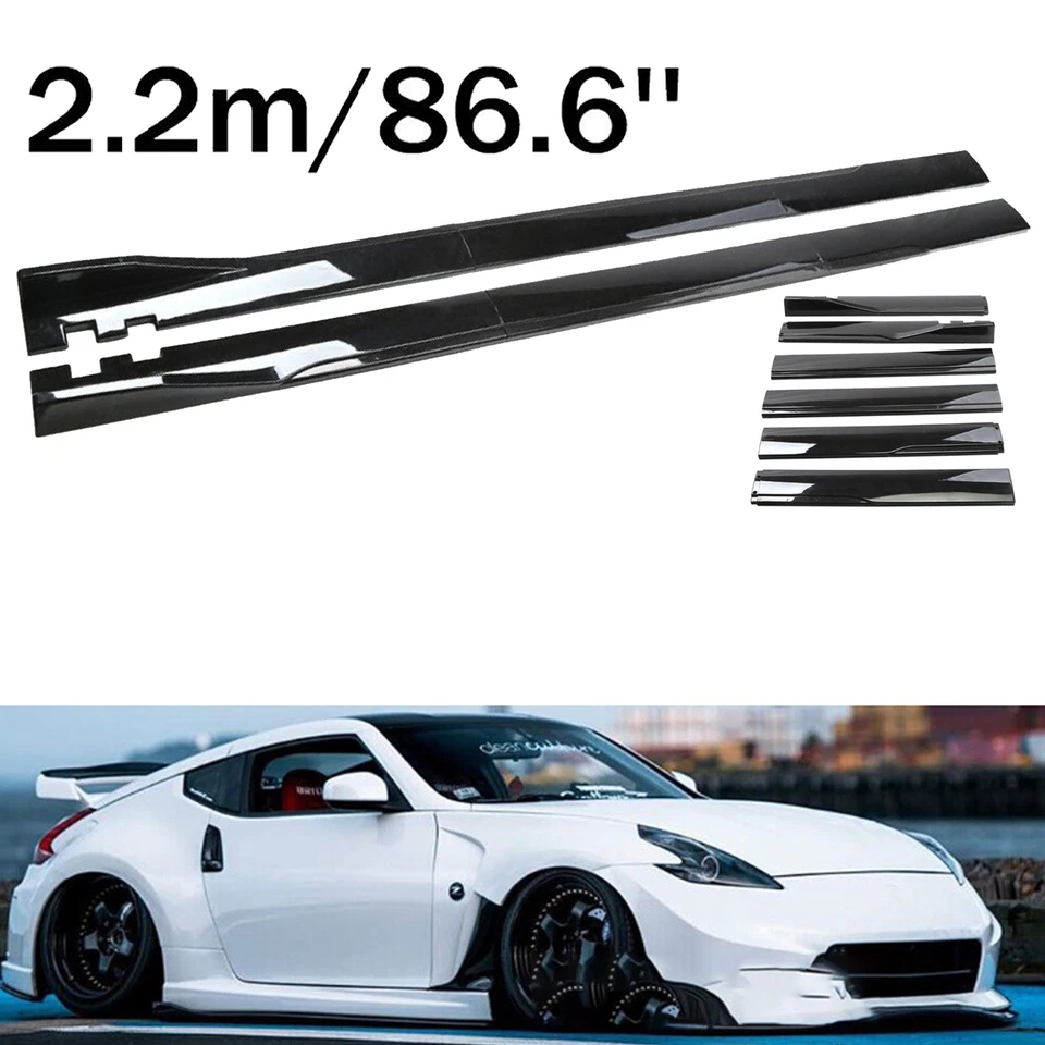 Glossy Black 86.6" Side Skirt Rocker Lip Splitter Extension For Nissan 200SX S15 - Imagem 1 de 4