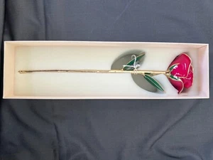 Vintage Black Hills Gold Enamel Pink Rose in Original Box 11 inch new with tag - Picture 1 of 4