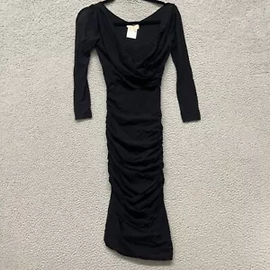 Fuzzi By Jean Paul Gaultier Dress Womens S Black Mesh Bodycon Ruched Classy - Picture 1 of 17