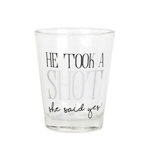 Enesco Our Name is Mud She Said Yes Wedding Engagement Shot Glass 2 Ounce