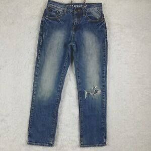 Guess Girls Jeans Straight Leg Denim Blue Medium Wash Ripped 12
