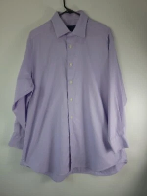 David Donahue Mens Button Down Dress Shirt Sz 17.5 32/33 purple Plaid 0559 - Image 1 of 4