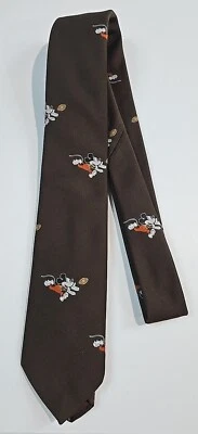 Corbata de fútbol americano vintage de Mickey Mouse hecha en EE. UU. corbata marrón defecto usado Foto 1 de 4