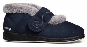 Padders HUSH Ladies Memory Foam Strap Extra Wide (EE) Fit Slippers Navy