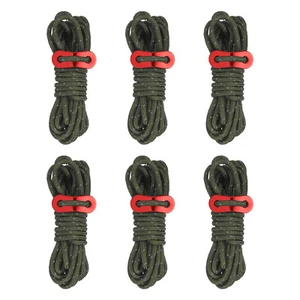 4mm Corda per Tenda, Confezione da 6 13ft Corda di Tensione Riflettente per Campeggio, Verde Oliva - Foto 1 di 6
