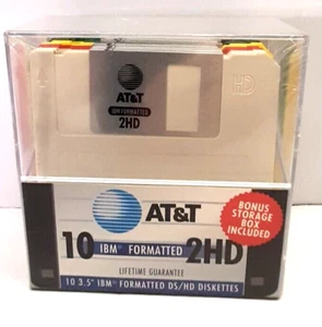 Disquete AT&T 3.5" 2HD Multicolor IBM Discos Formateados Paquete de 10 Sellados Nuevo M2 - Imagen 1 de 6