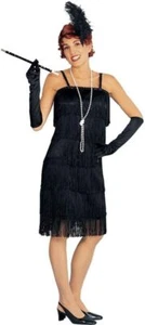 Charleston Black Flapper Roaring 20's Fancy Dress Up Halloween Adult Costume - Picture 1 of 2